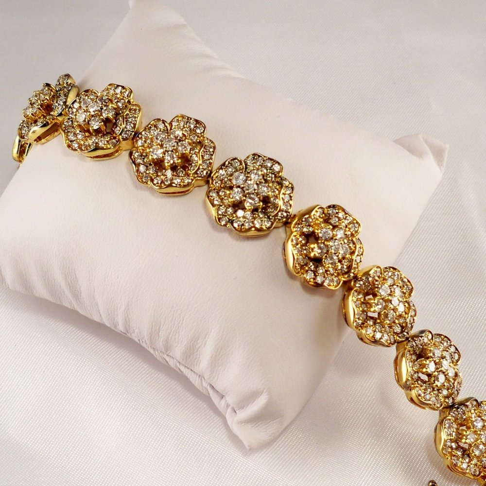 New Vintage Suzanna Somers Rose Flower Cubic Zirconias 14k Gold P Bracelet